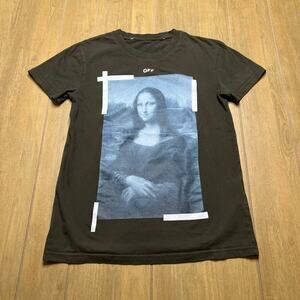Off White Mona Lisa Shirt Mens XS/S Olive Short Sleeve Crewneck Art To Wear Y2K